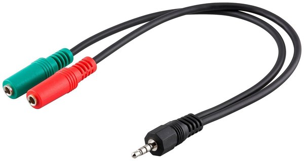 Klinken Y Kabel für Headsets 4 polig stereo 3,5 mm Klinke Stecker auf 2x Buchse