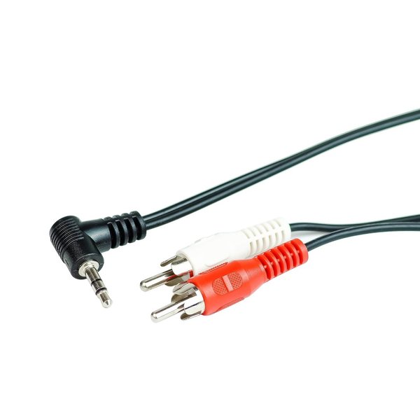 AUX Kabel 3,5 mm Klinken Stecker gewinkelt > 2x Cinch Stecker HIFI stereo 1,5 m