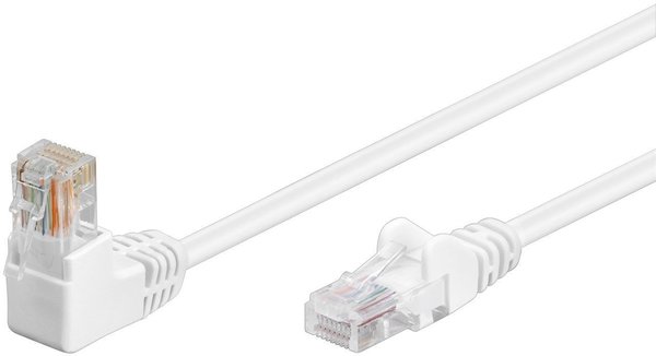 Patch Kabel LAN Kabel Netzwerkkabel abgewinkelt 90° weiß Ethernet weiss 2,00 m