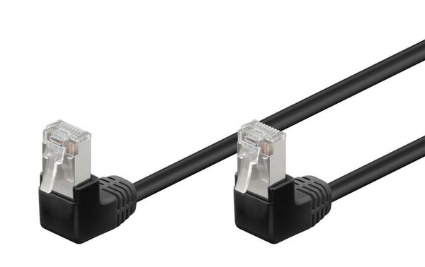 Patchkabel LAN Kabel Netzwerkkabel beidseitig gewinkelt schwarz 2x RJ45 15,0 m